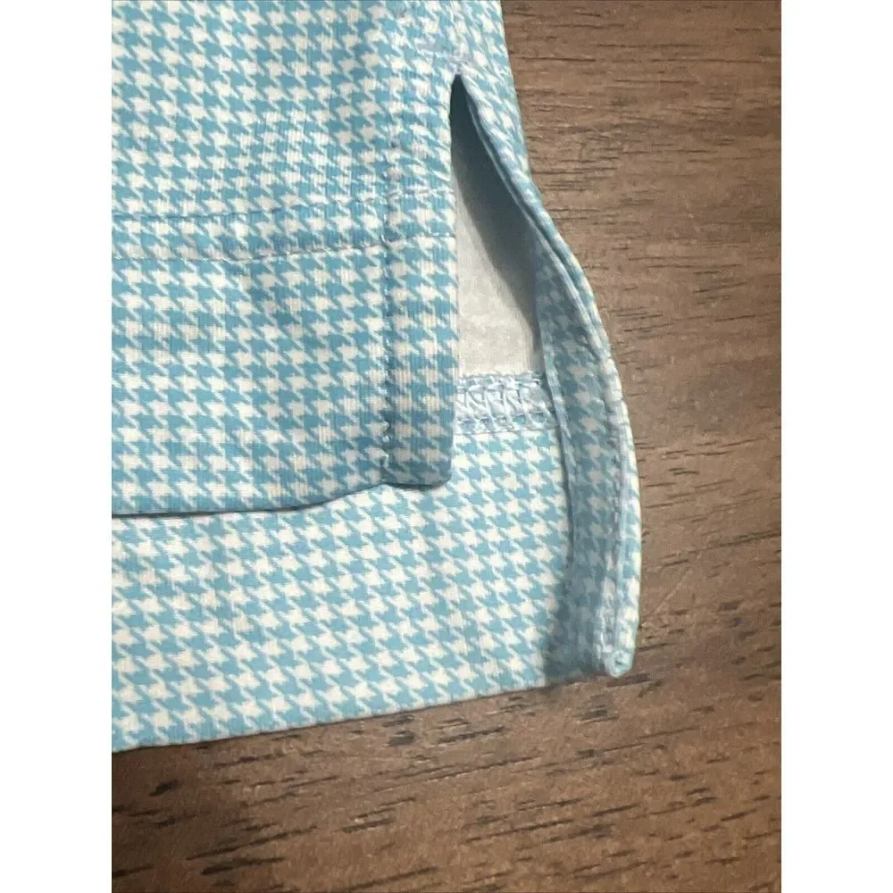 FootJoy Golf Polo Shirt Mens Large Stonebriar Blue Houndstooth‎ Performance